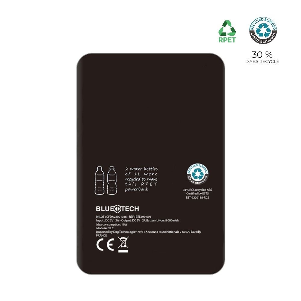 Batterie de secours RPET avec LED 5 000mAh - BLUETECH 3
