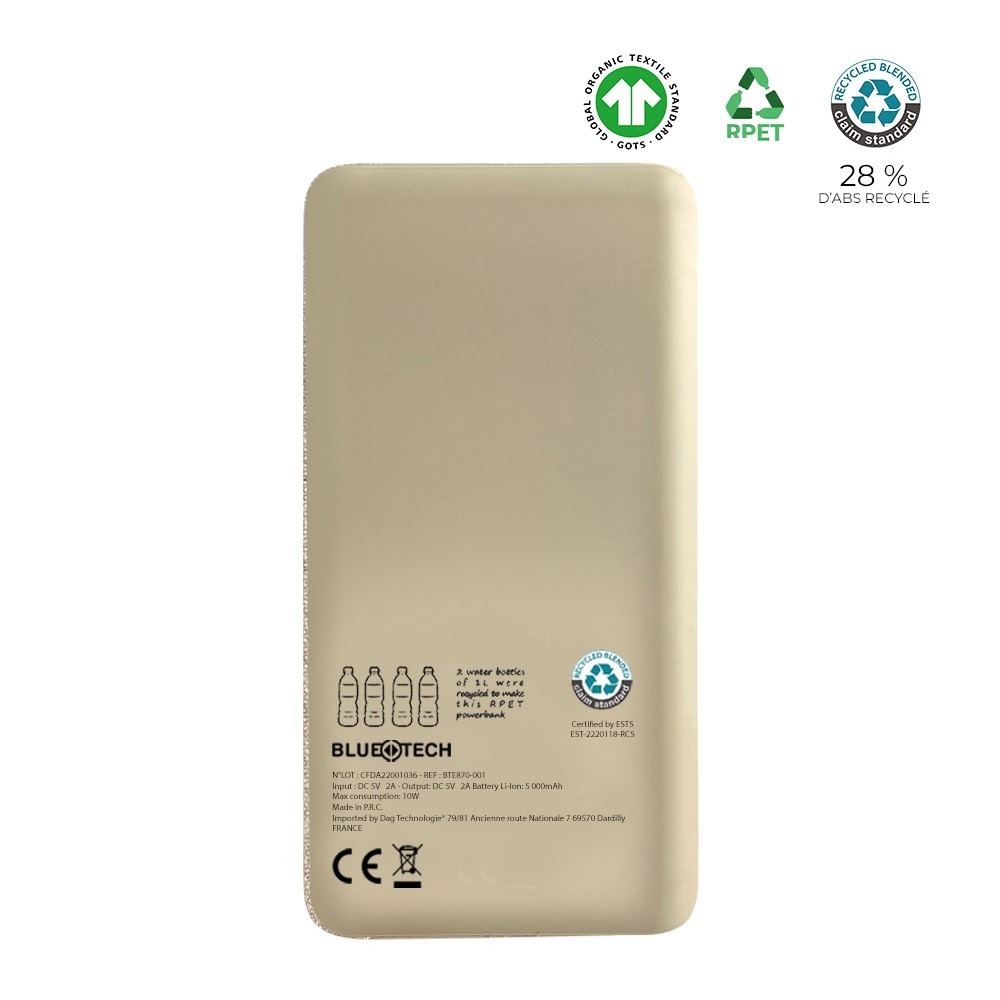 Batterie de secours RPET &amp; chanvre organique 10 000mAh - BLUETECH 3