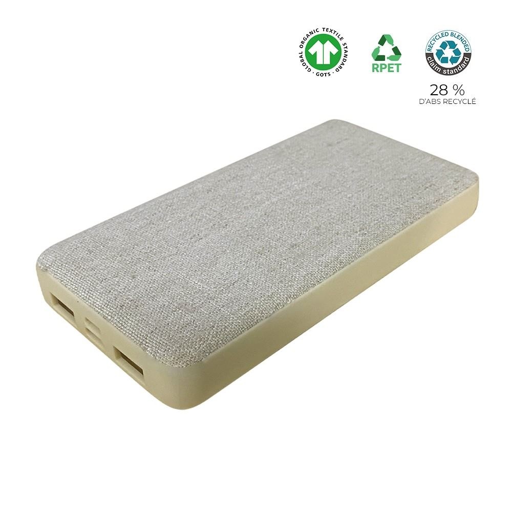 Batterie de secours RPET &amp; chanvre organique 10 000mAh - BLUETECH
