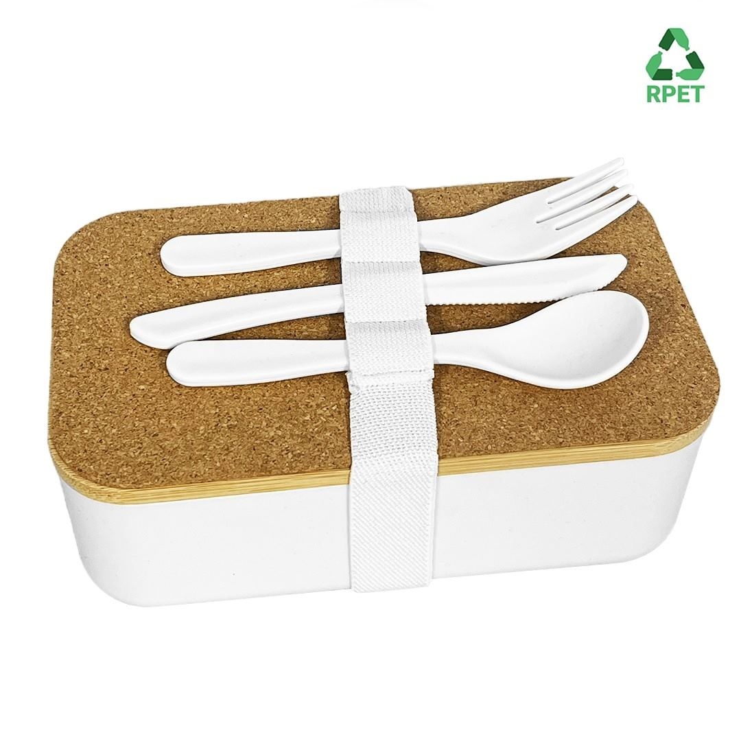 Lunchbox avec couverts RPET finition liège - ENVIRONNEMENT &amp; NATURE