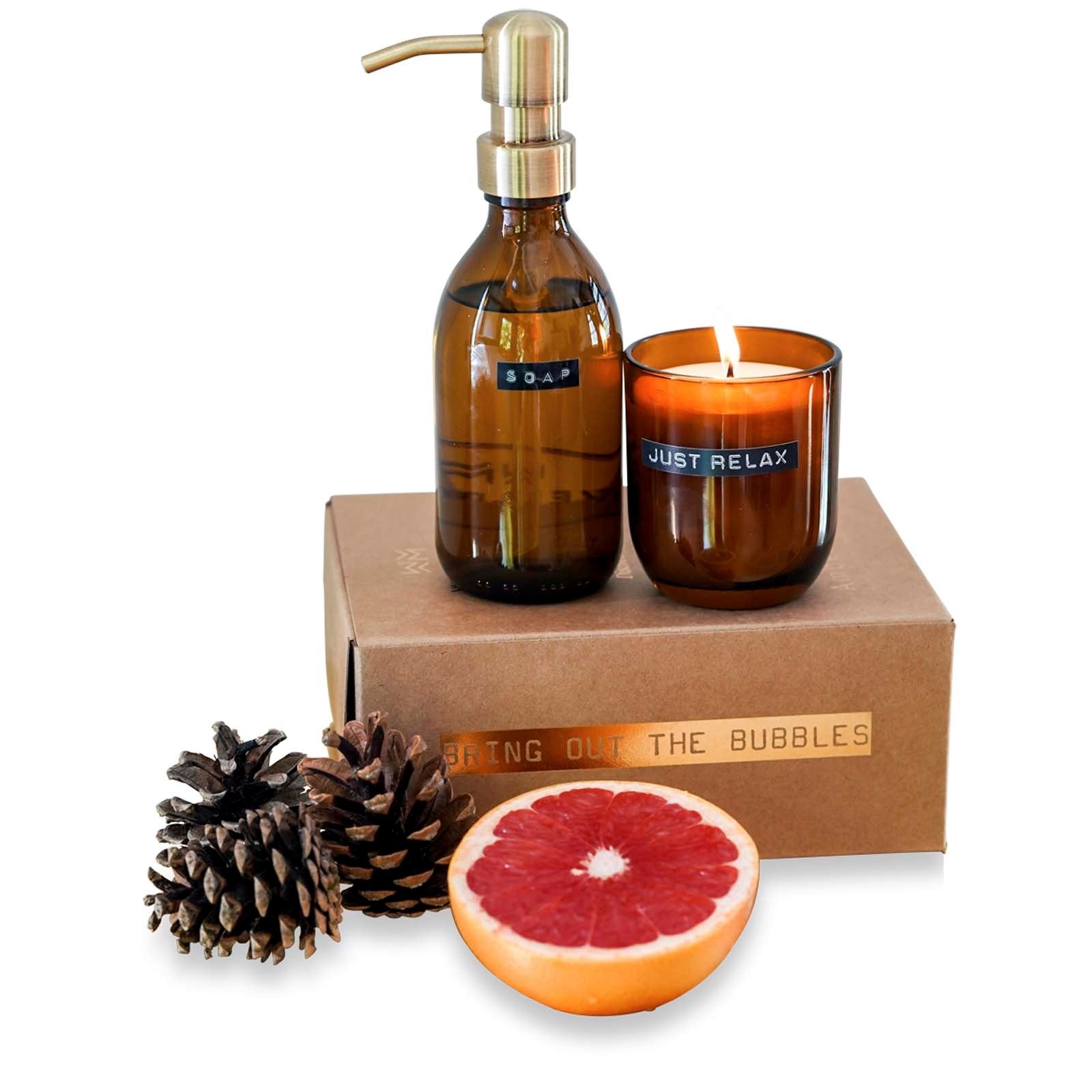 Distributeur de savon pour les mains de 200 ml et ensemble de bougies parfumées de 150g Wellmark Discovery 6