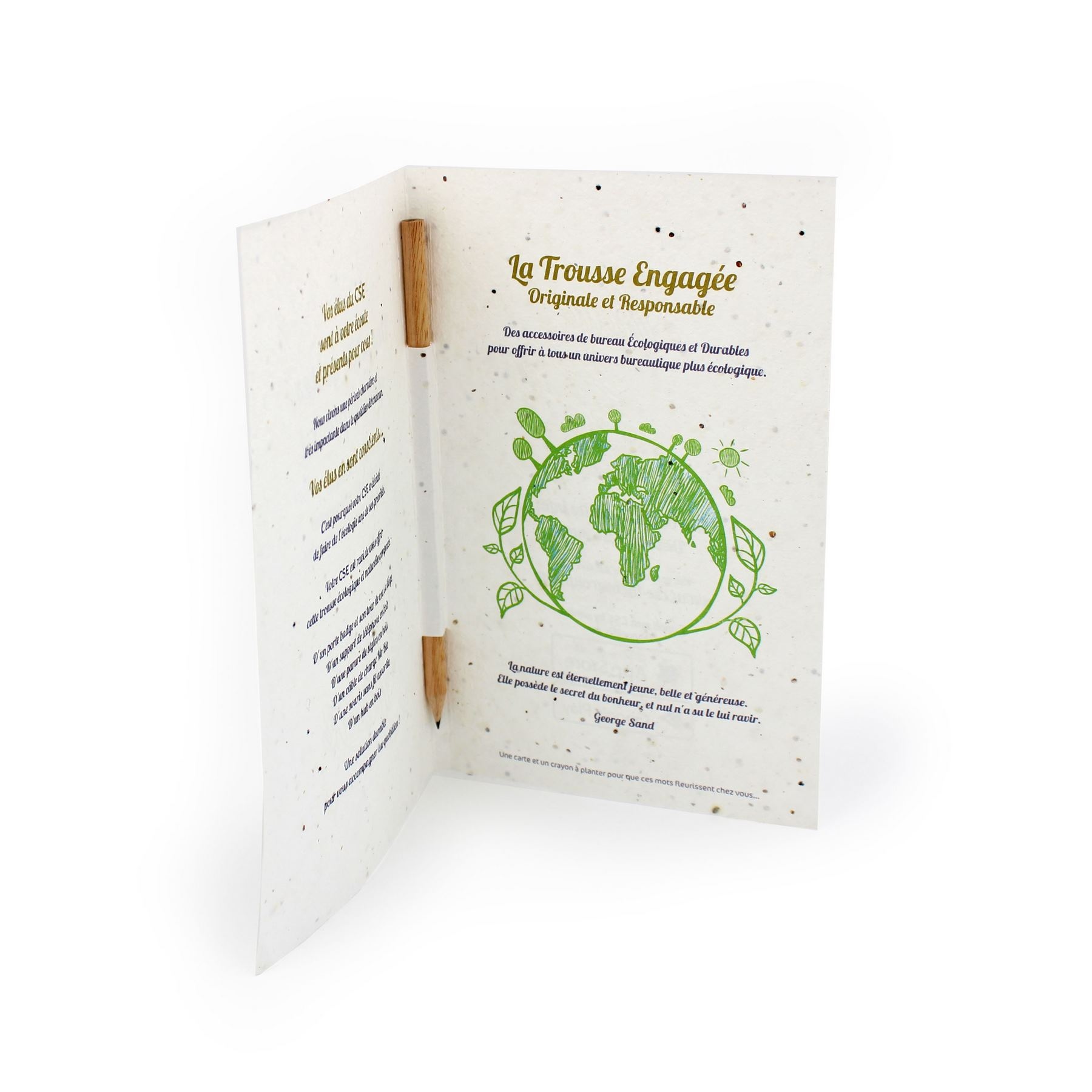 Carte vœux papier graines et crayon bois