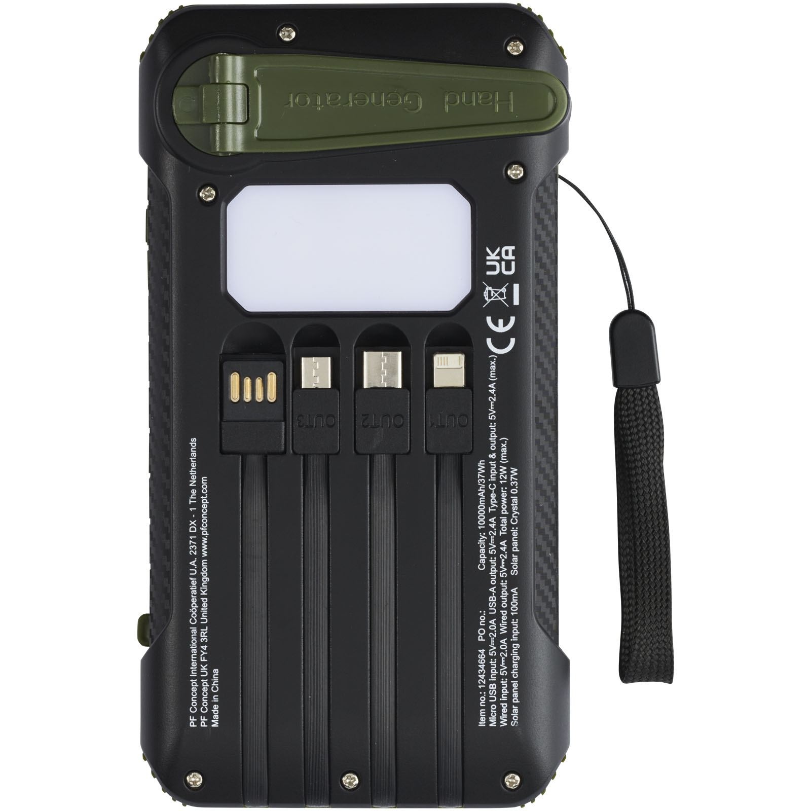 Batterie de secours Soldy solaire à dynamo en plastique recyclé RCS de 10 000 mAh 5