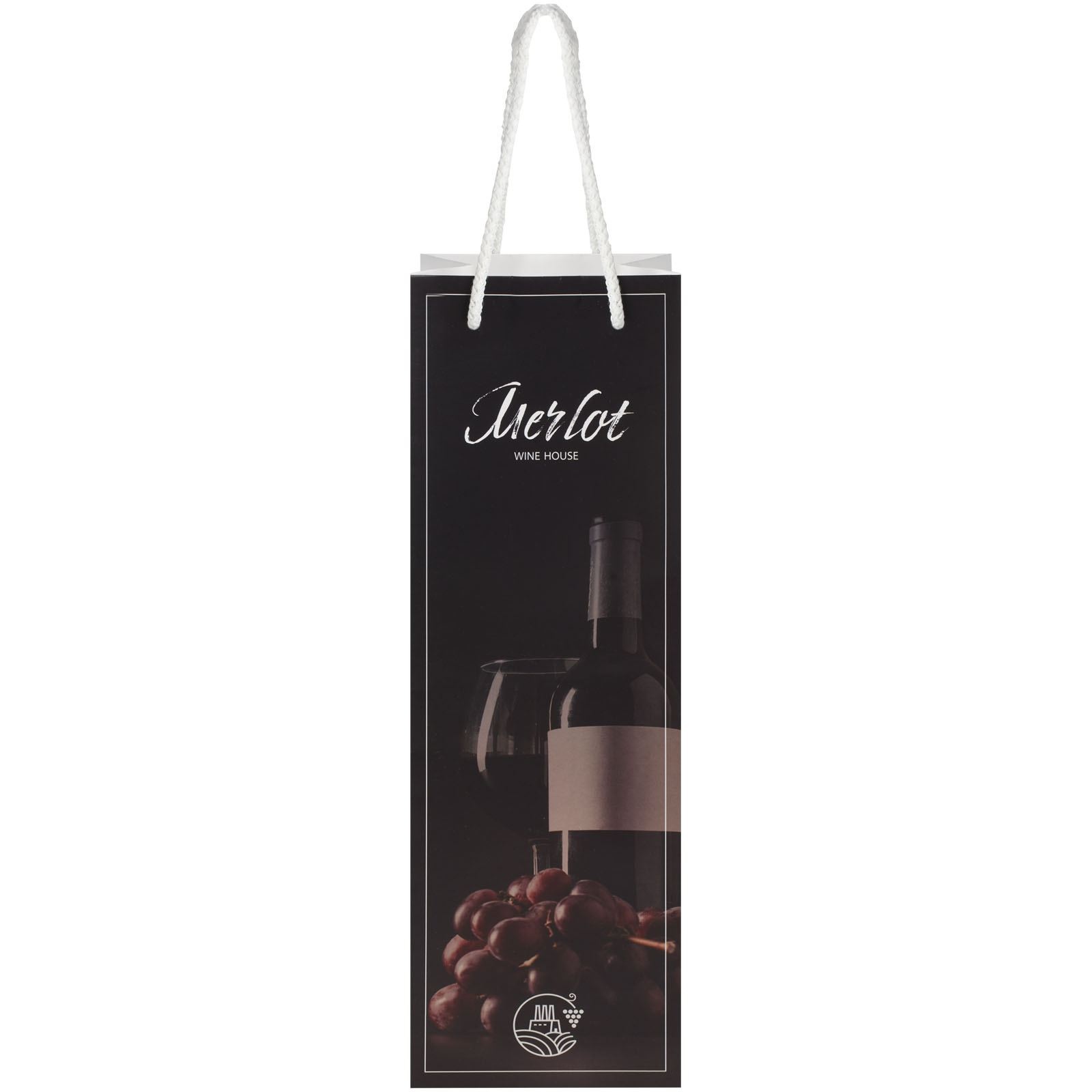 Sac de bouteille de vin en papier 170 g/m2 integra fait à la main avec poignées torsadées en plastique, 12 x 9 x 37 cm 4