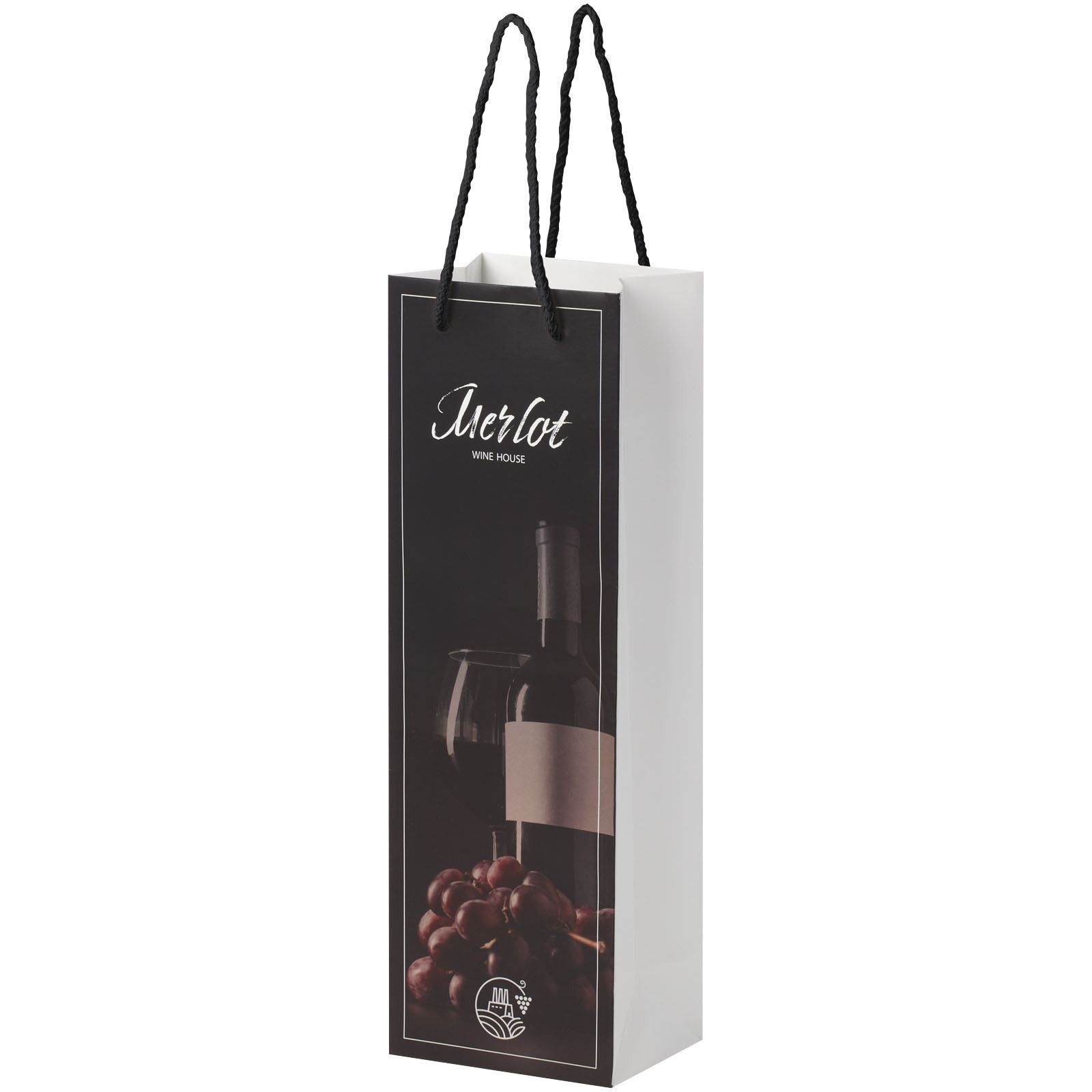 Sac de bouteille de vin en papier 170 g/m2 integra fait à la main avec poignées torsadées en plastique, 12 x 9 x 37 cm 3