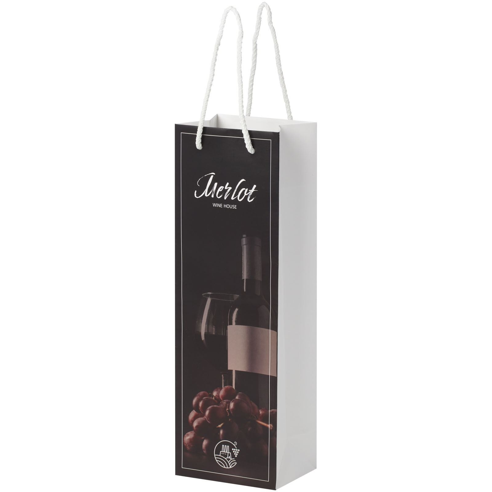 Sac de bouteille de vin en papier 170 g/m2 integra fait à la main avec poignées torsadées en plastique, 12 x 9 x 37 cm 2