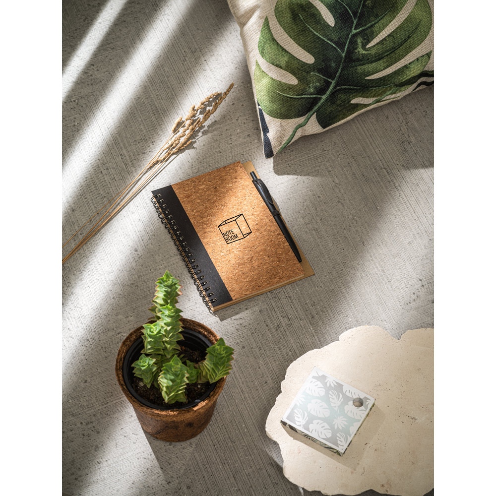 VICENTE. Carnet B6 en liège et polyester recyclé (100% rPET) avec stylo bille 4