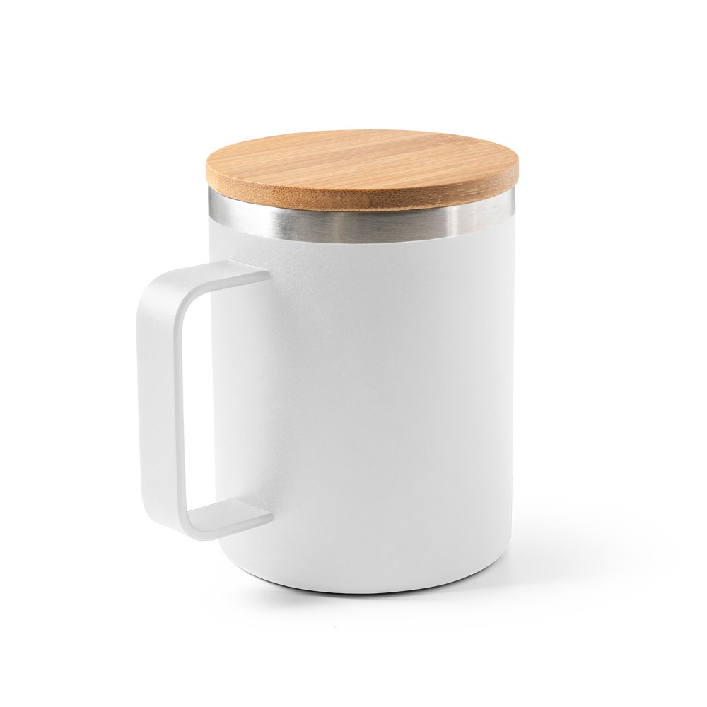 LAUDA. Mug en acier inoxydable recyclé à 90% avec couvercle en bambou 420 mL 3