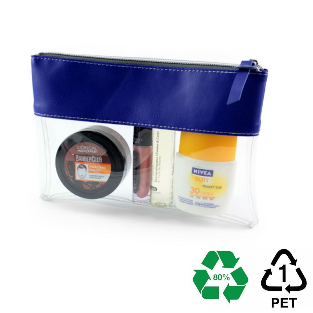 Trousse zippée transparente 225 x 160 x 20 mm en rPET