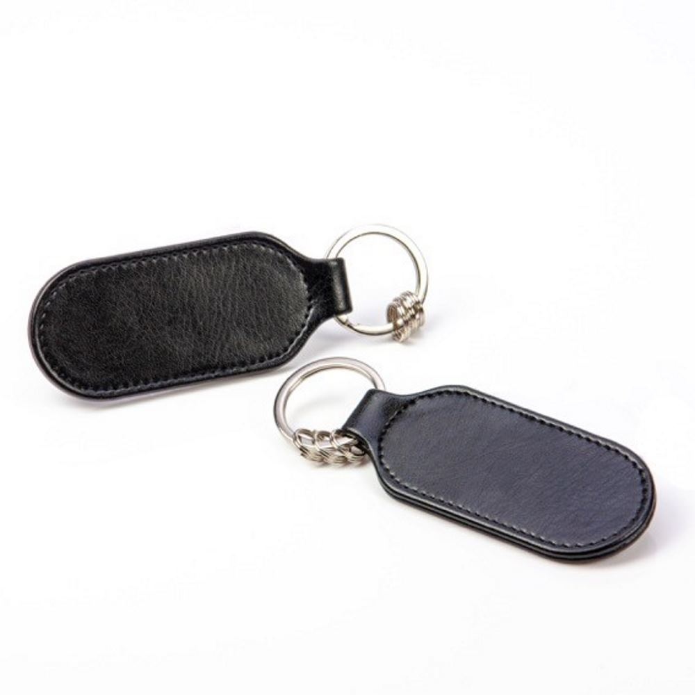 Porte-clé losange uni upcycling en PU ou cuir 2