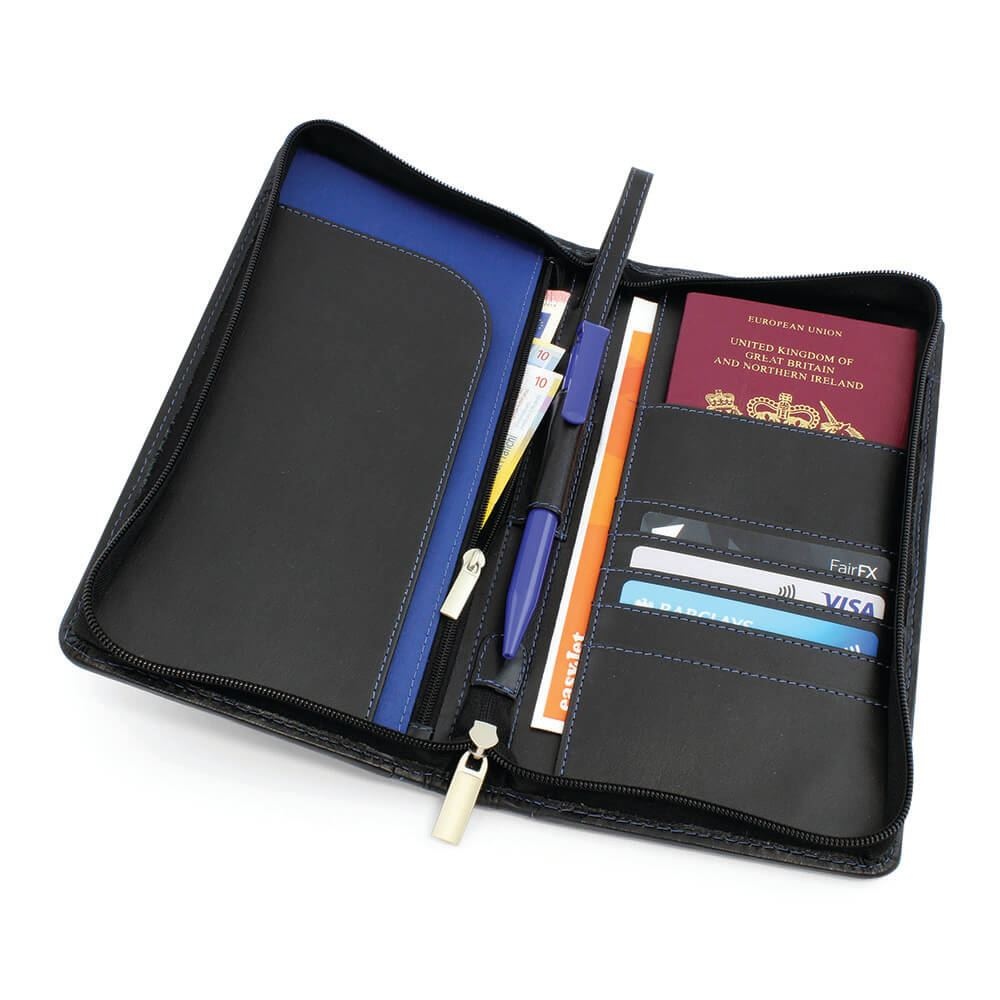Compagnon de voyage zippé en cuir Nappa Sandringham