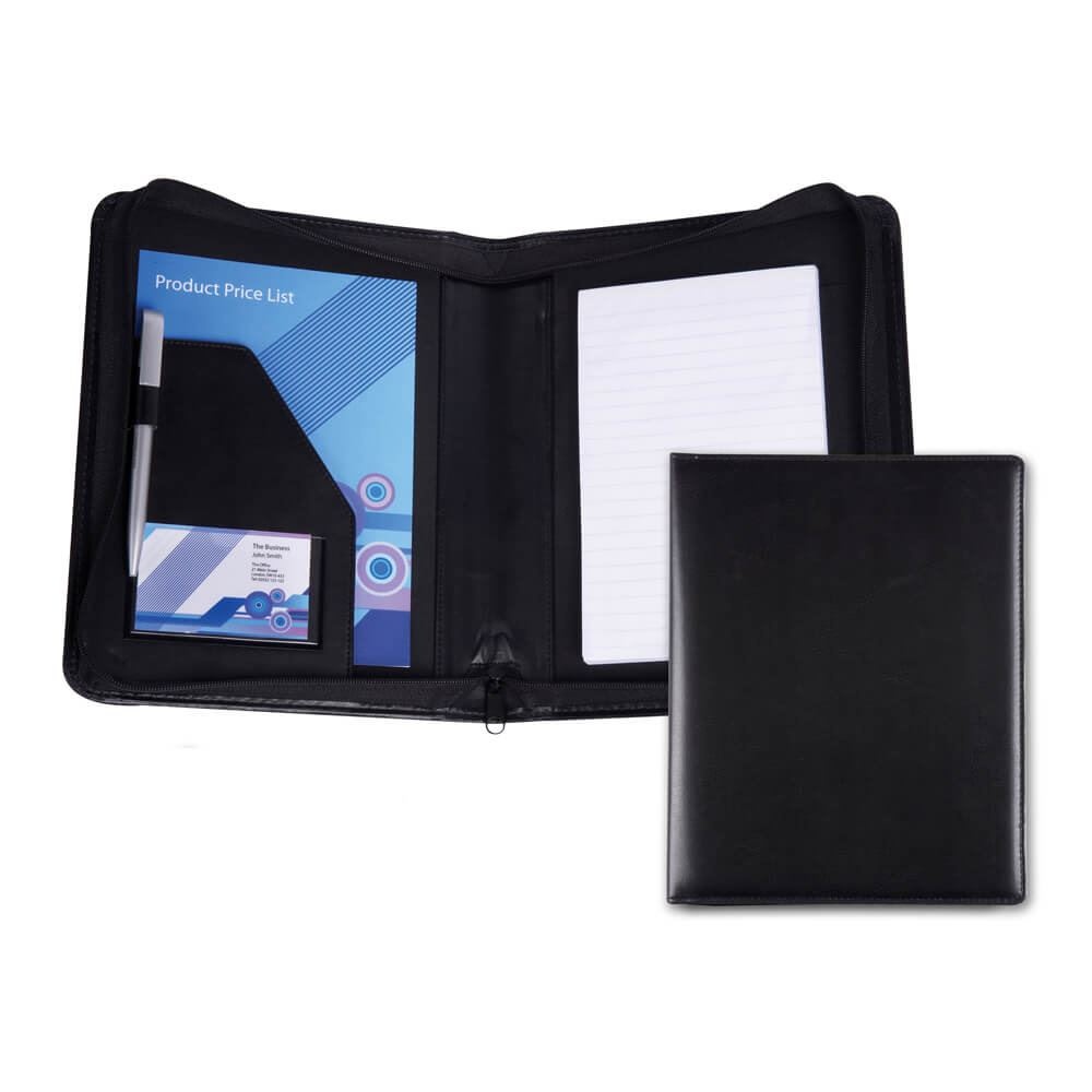 Conférencier zippé A5 en simili Belluno noir