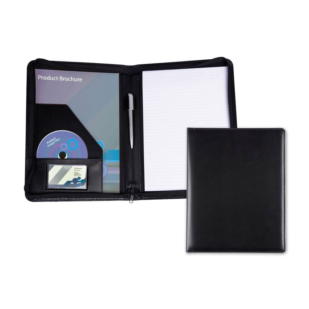 Conférencier zippé A4 en simili Belluno noir