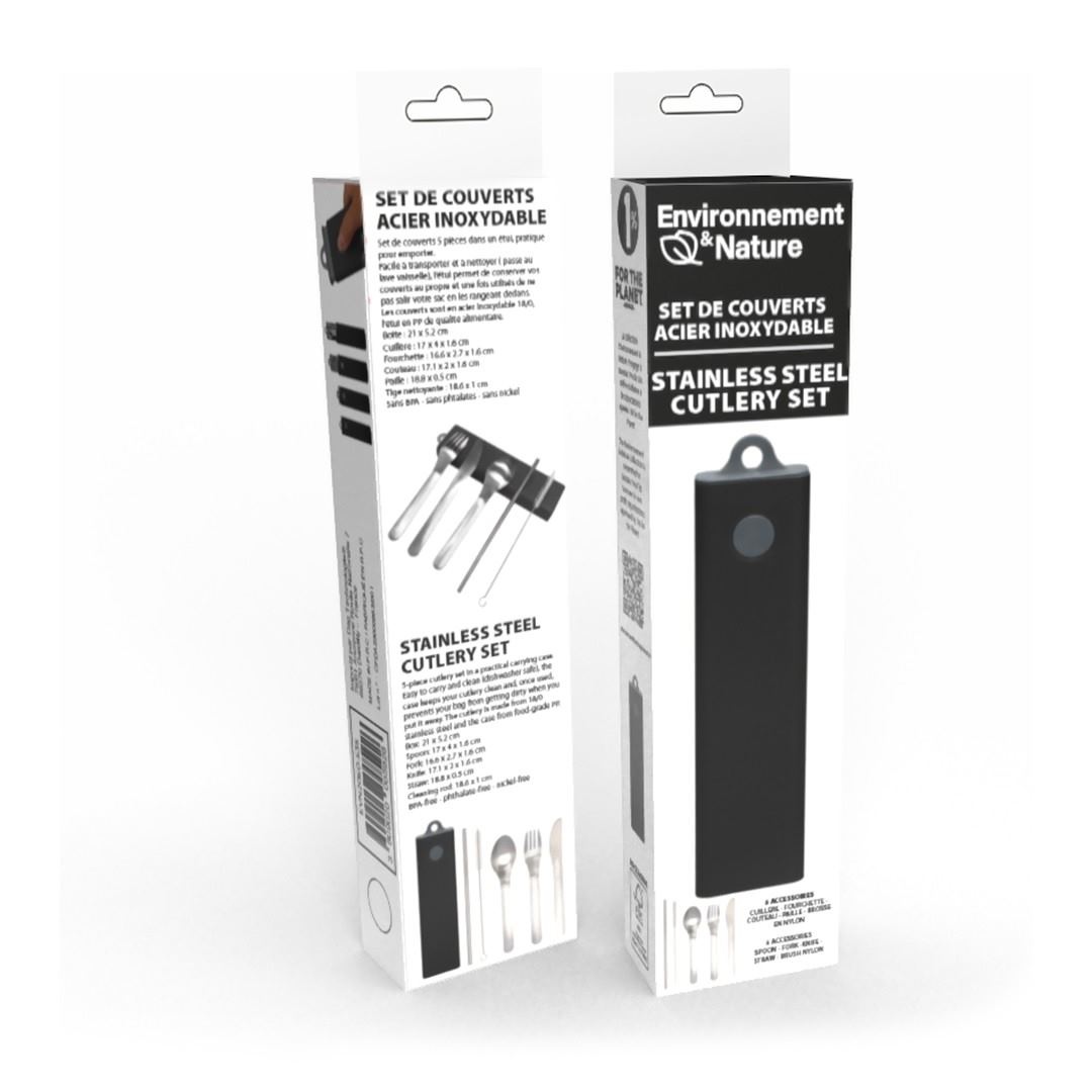 Set de couverts 5pcs acier inoxydable avec étui - Environnement &amp; Nature 7