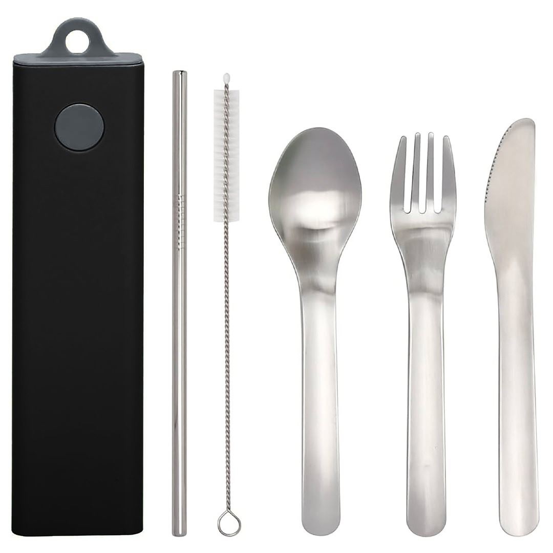 Set de couverts 5pcs acier inoxydable avec étui - Environnement &amp; Nature 2