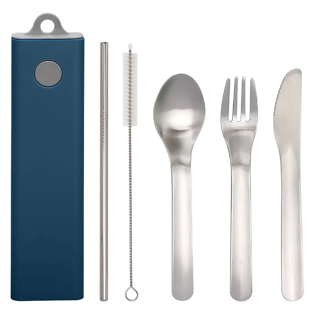 Set de couverts 5pcs acier inoxydable avec étui - Environnement &amp; Nature 3