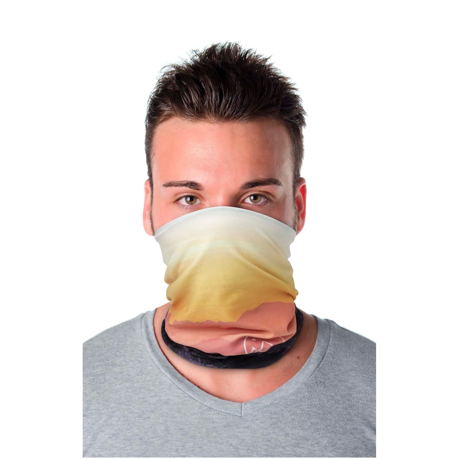 Foulard multi-usages Zoya en RPET avec impression par sublimation, ourlets et couche en polaire