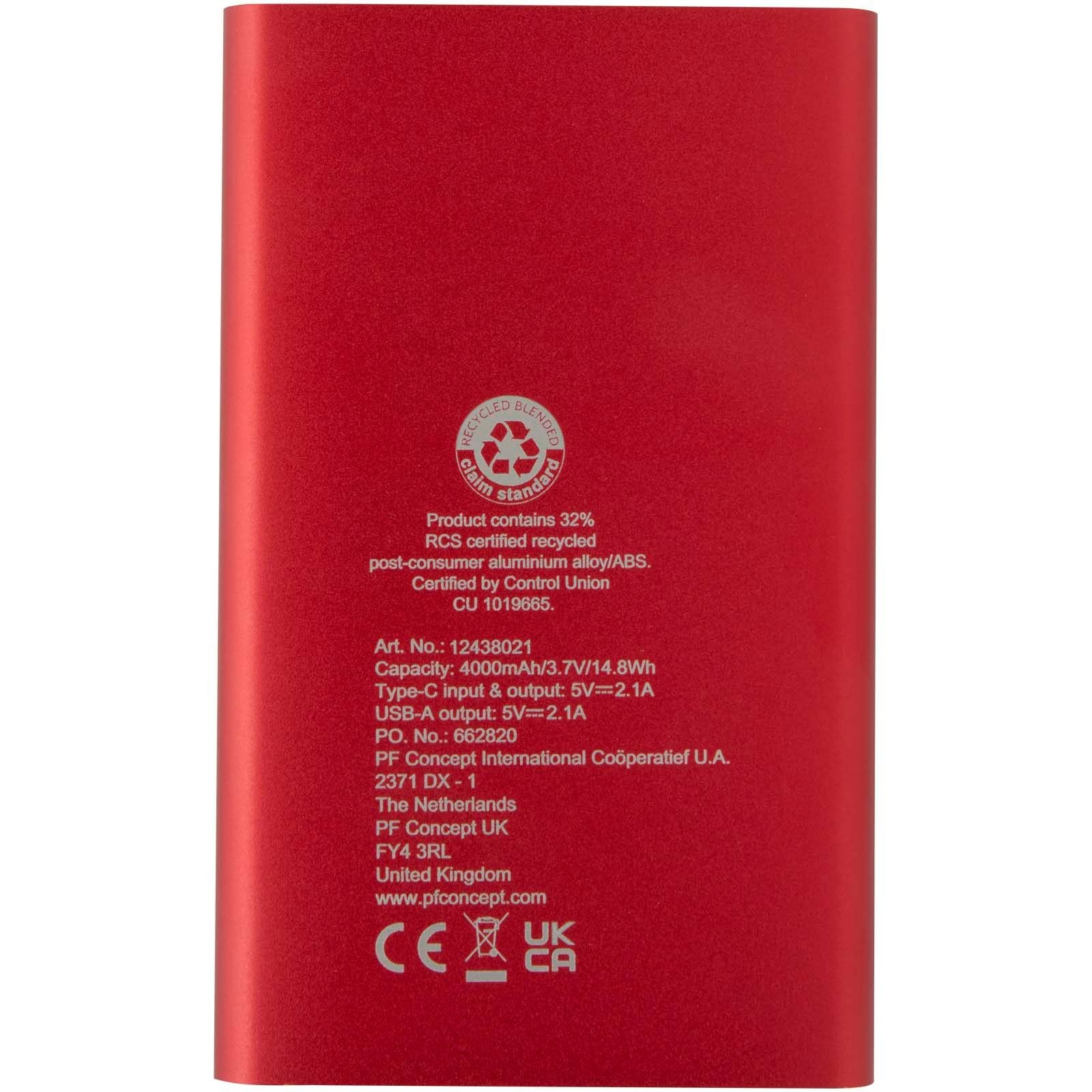 Batterie de secours en aluminium Pep de type-C de 4 000 mAh 18