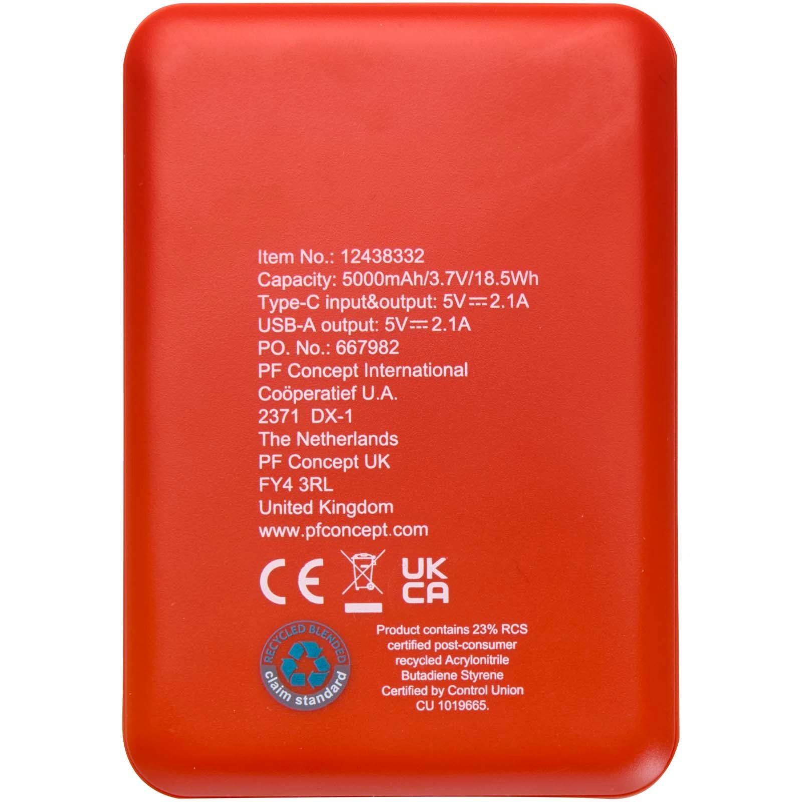 Batterie de secours en plastique recyclé Asama type-C de 5 000 mAh 18