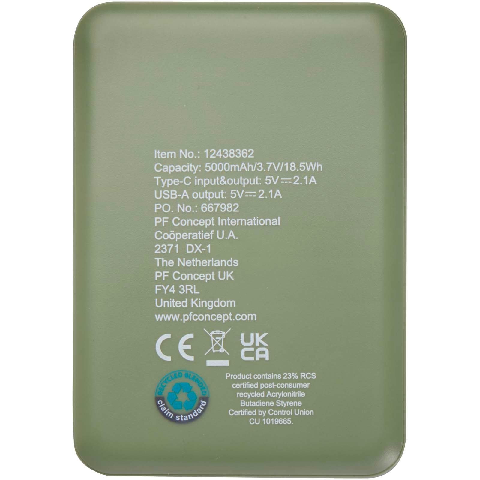 Batterie de secours en plastique recyclé Asama type-C de 5 000 mAh 19