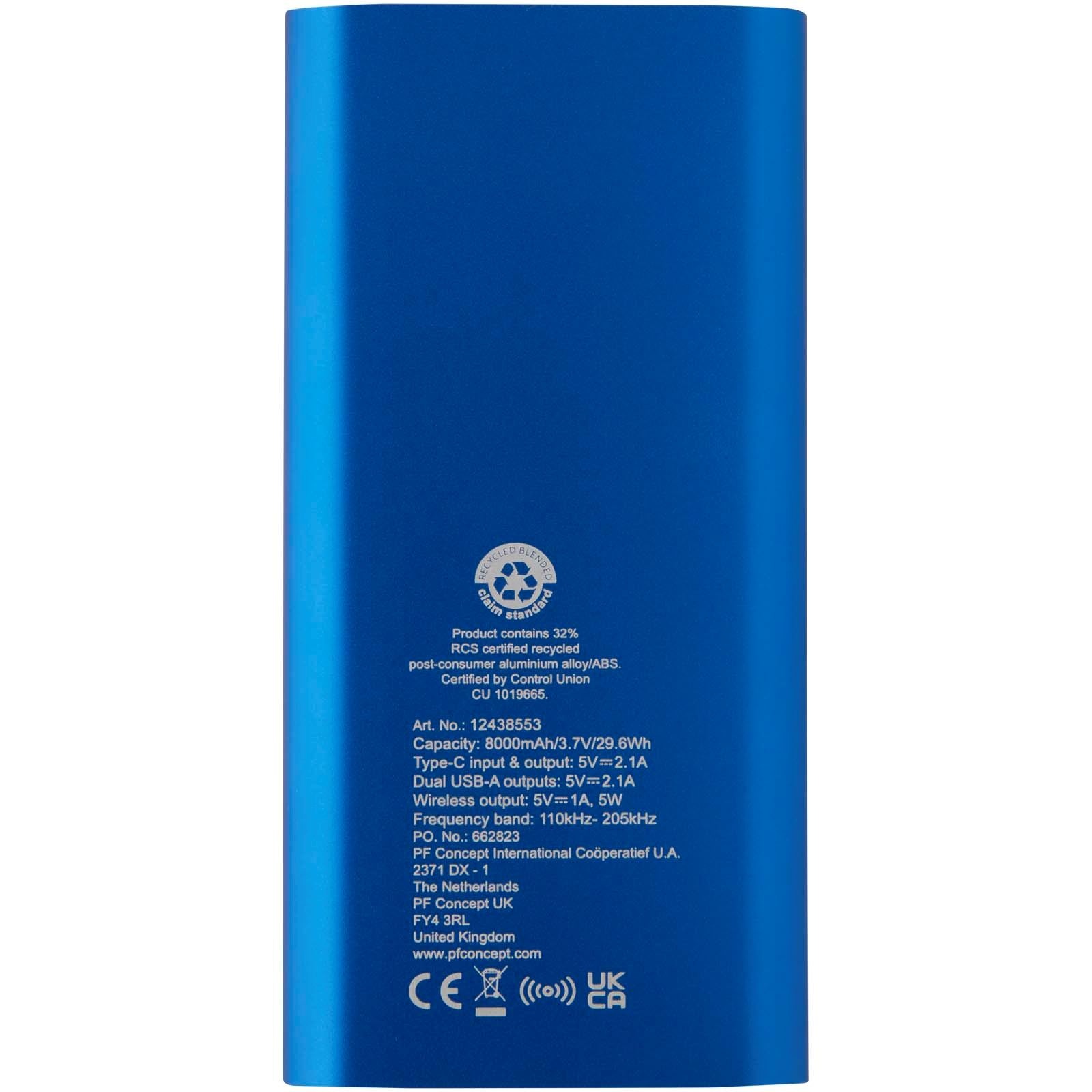Batterie de secours sans fil en aluminium recyclé Juice type-C de 8 000 mAh 16