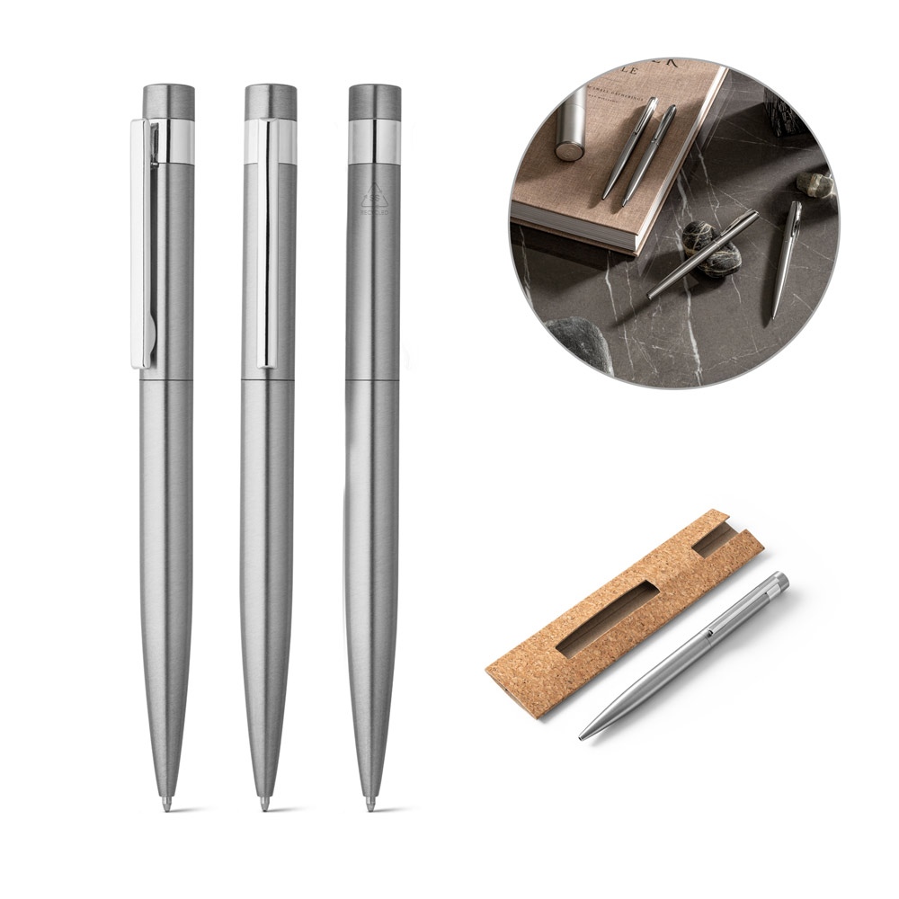 ALEXA. Stylo à bille avec corps en acier inoxydable (53% rSS) et clip