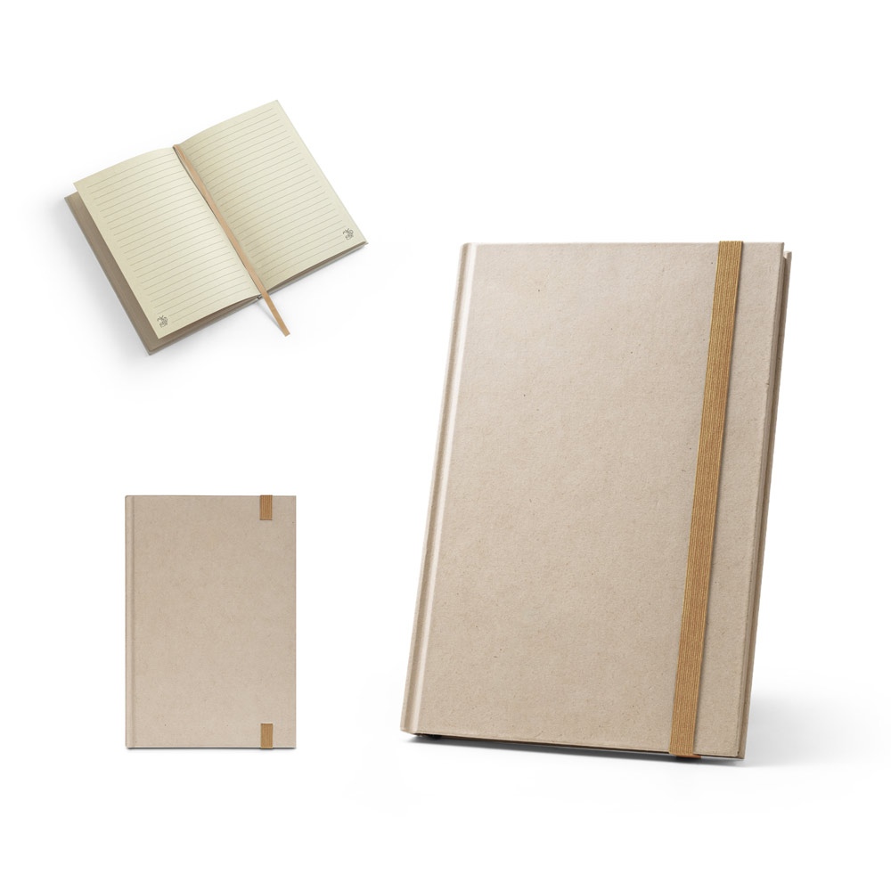DICKINSON. Cahier A5 à couverture rigide en papier de canne à sucre (80 % canne à sucre) avec pages lignées