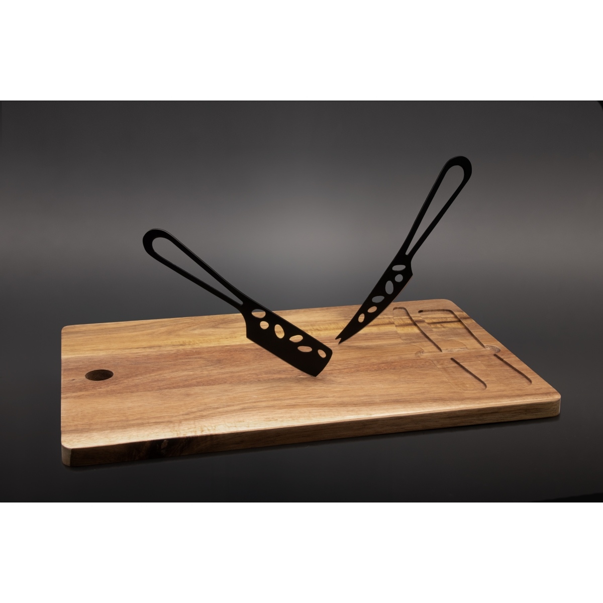 Set de planche et couteaux à fromage FSC 100% acacia (Stock) 3
