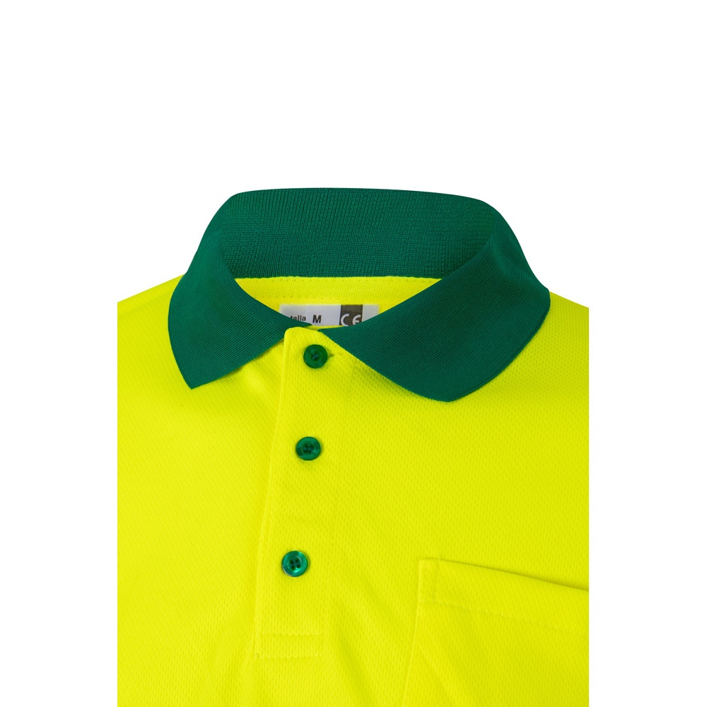 VL VULCAN. Polo bicolore (160g/m²) à manches longues, en polyester (100%) 30