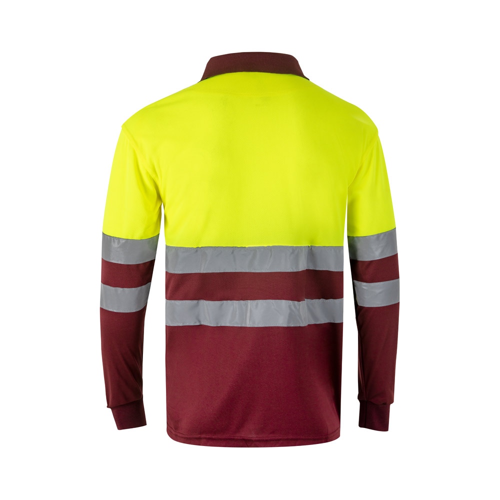 VL VULCAN. Polo bicolore (160g/m²) à manches longues, en polyester (100%) 44