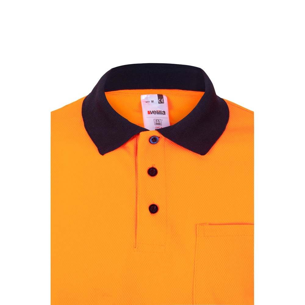 VL VULCAN LARGE. Polo bicolore (160g/m²) à manches longues, en polyester (100%) 33