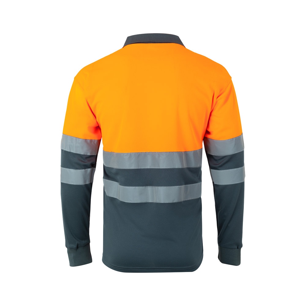 VL VULCAN LARGE. Polo bicolore (160g/m²) à manches longues, en polyester (100%) 35