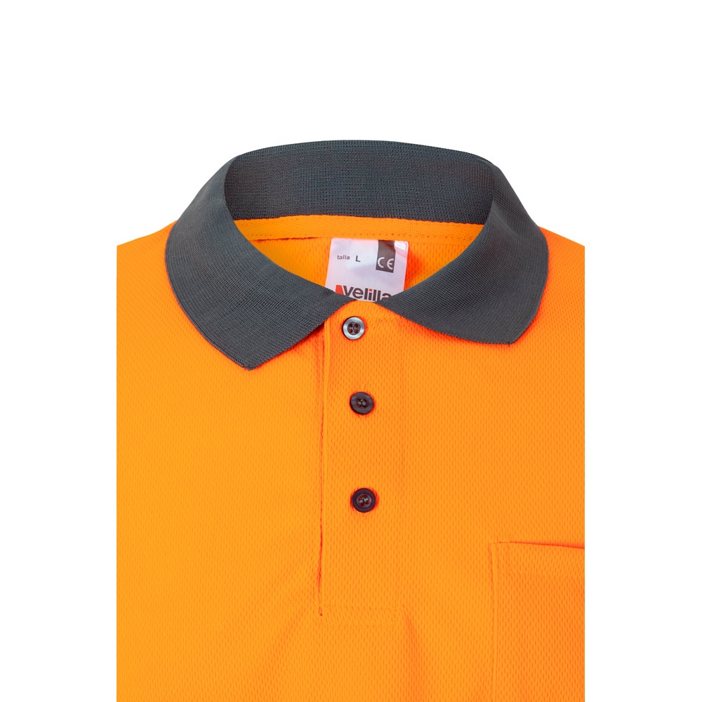 VL VULCAN LARGE. Polo bicolore (160g/m²) à manches longues, en polyester (100%) 37