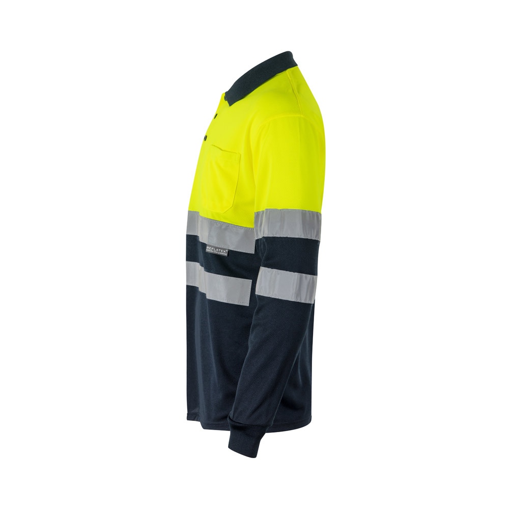 VL VULCAN LARGE. Polo bicolore (160g/m²) à manches longues, en polyester (100%) 16