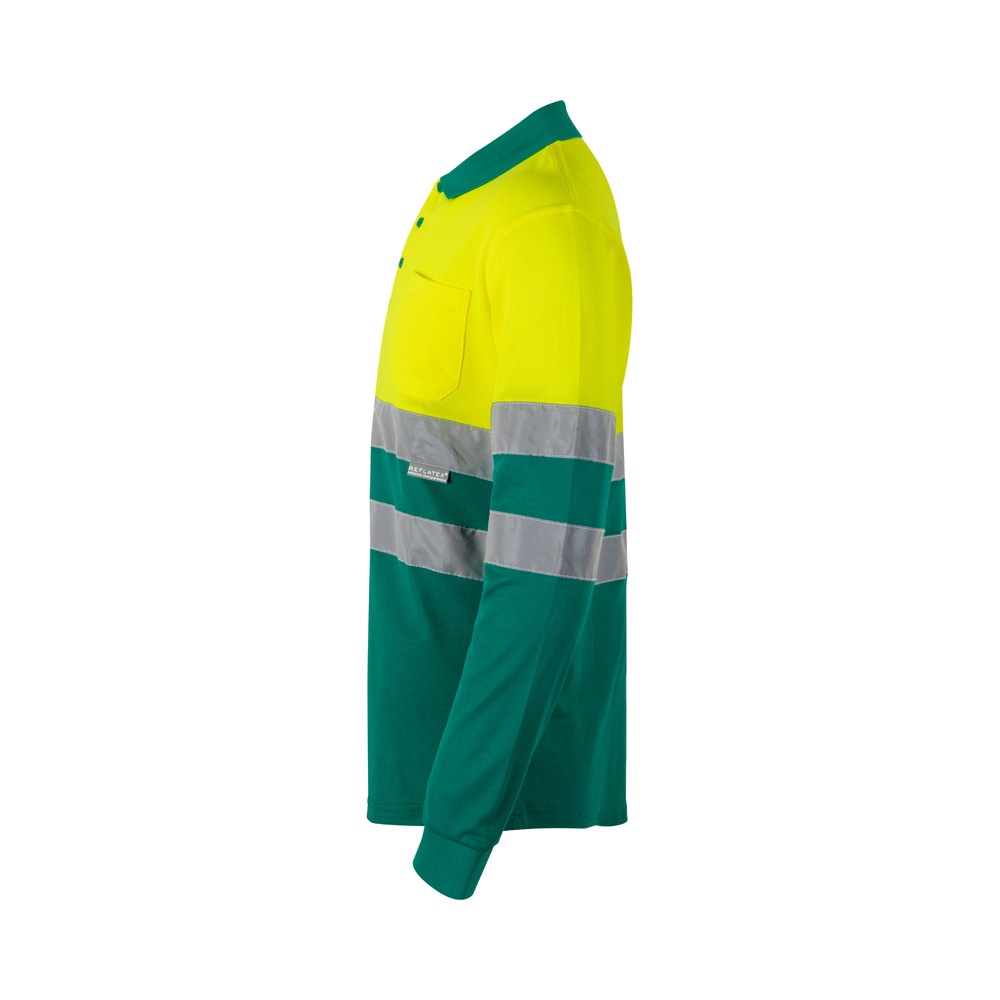 VL PLUTO. Polo piqué bicolore (150g/m²) à manches longues, en coton (55%) et polyester (45%) 15