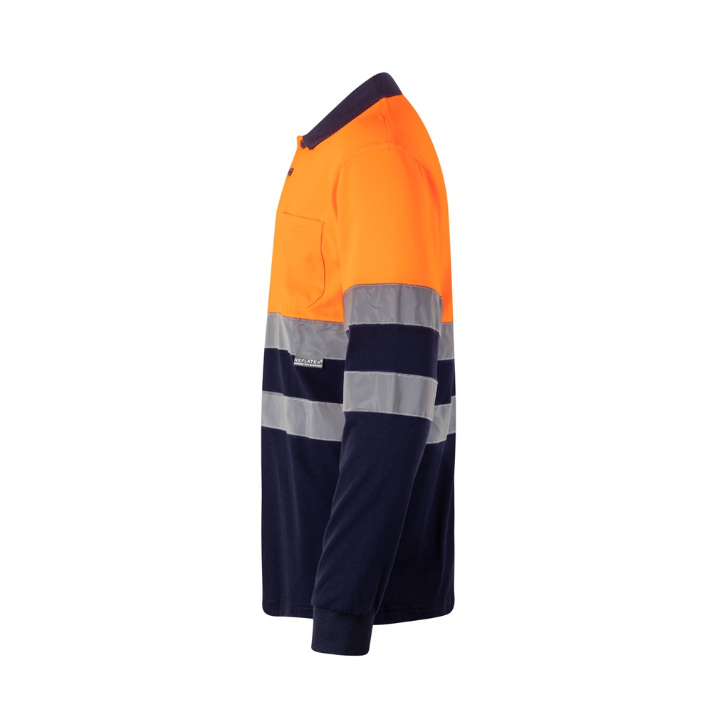 VL PLUTO. Polo piqué bicolore (150g/m²) à manches longues, en coton (55%) et polyester (45%) 19