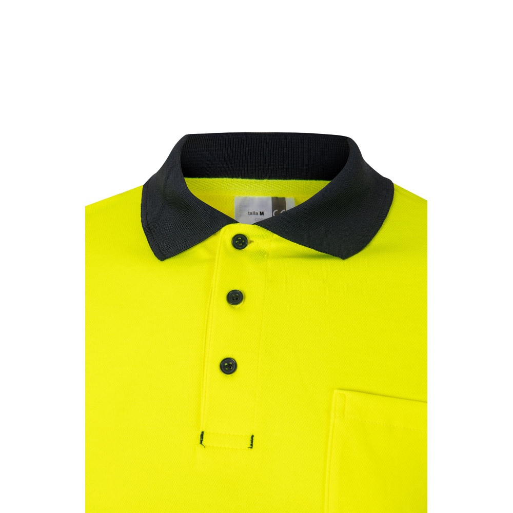 VL PLUTO. Polo piqué bicolore (150g/m²) à manches longues, en coton (55%) et polyester (45%) 9