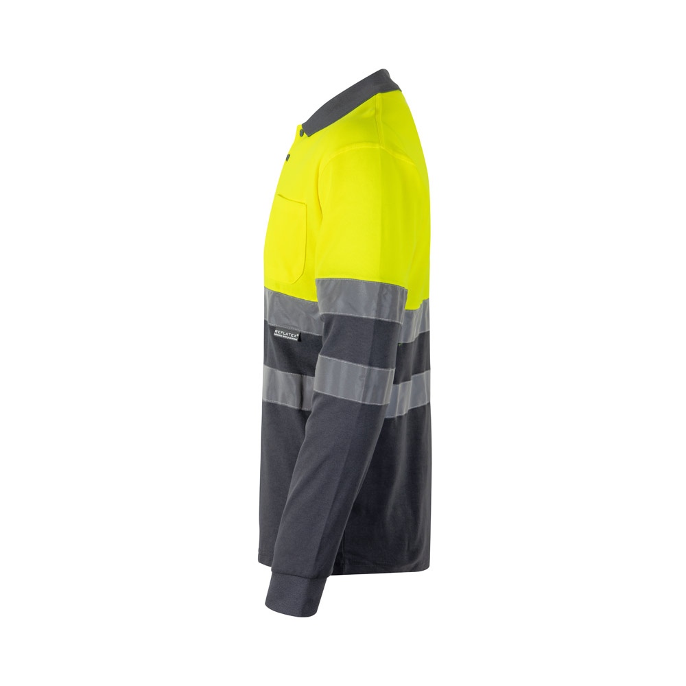 VL PLUTO. Polo piqué bicolore (150g/m²) à manches longues, en coton (55%) et polyester (45%) 11
