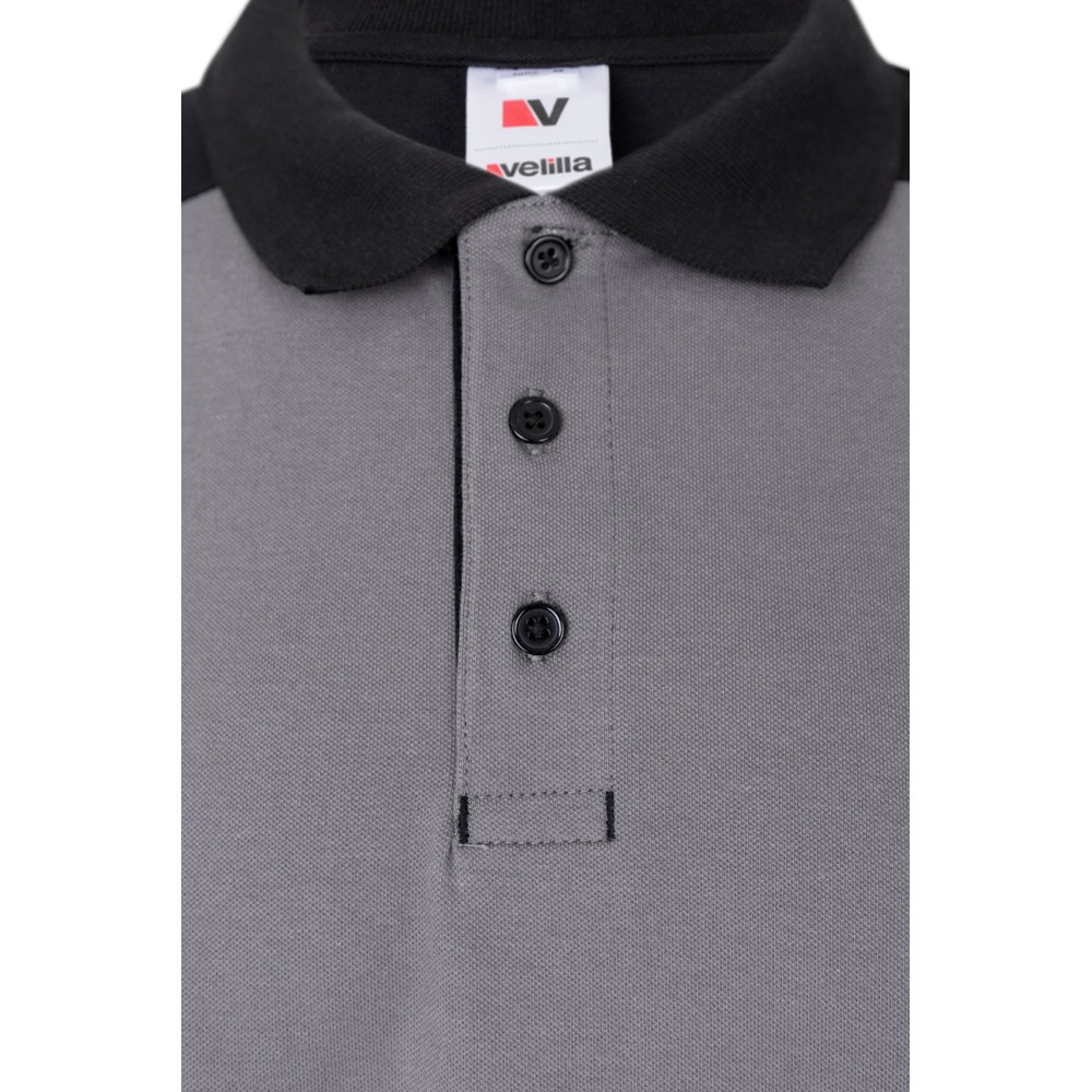 VL VELES. Polo piqué bicolore stretch (200g/m²), manches courtes, en polyester (96%) et élasthanne (4%) 19