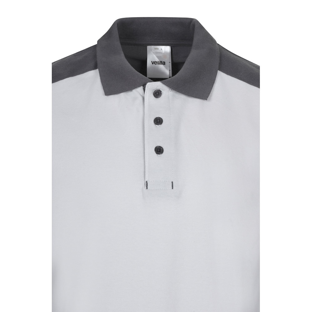 VL VELES. Polo piqué bicolore stretch (200g/m²), manches courtes, en polyester (96%) et élasthanne (4%) 14