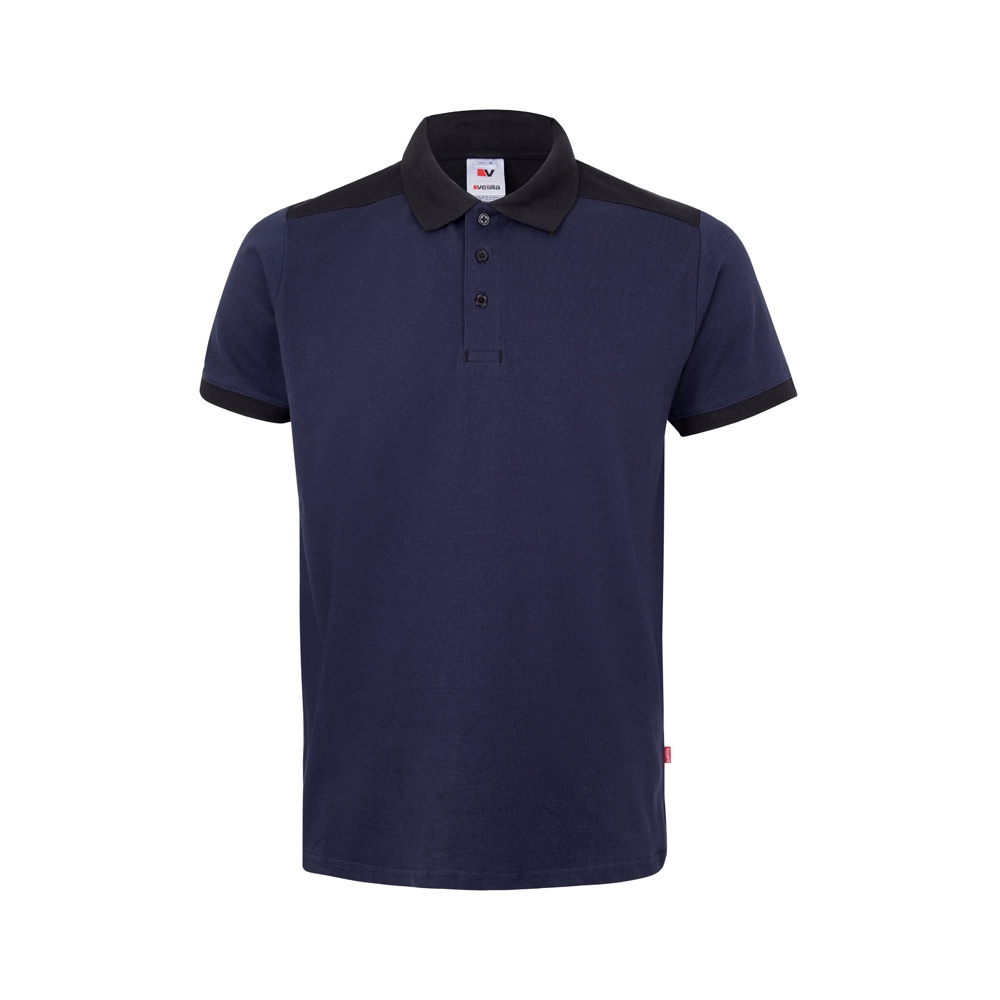 VL VELES. Polo piqué bicolore stretch (200g/m²), manches courtes, en polyester (96%) et élasthanne (4%) 2