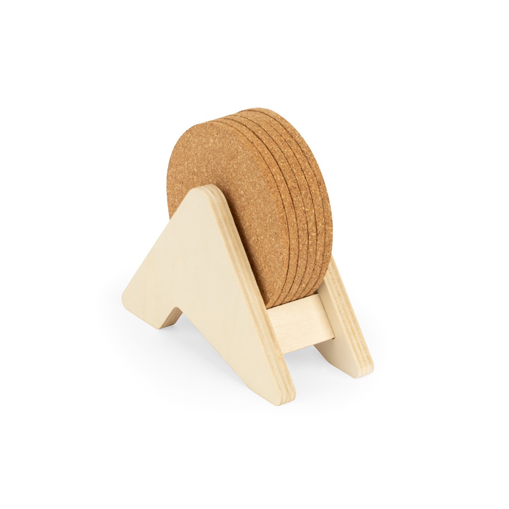 PLYCORK. Support en contreplaqué avec 6 sous-verres en liège 2