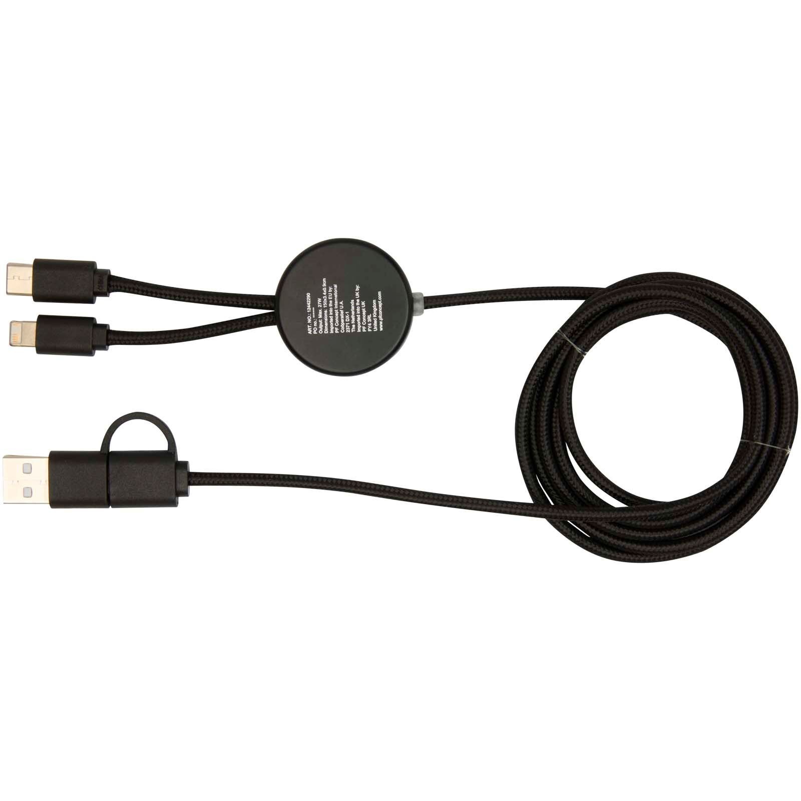 Câble 5 en 1 Chechia en plastique recyclé de 150 cm pour la synchronisation des données et la charge rapide de 27 W avec détails en bambou 8