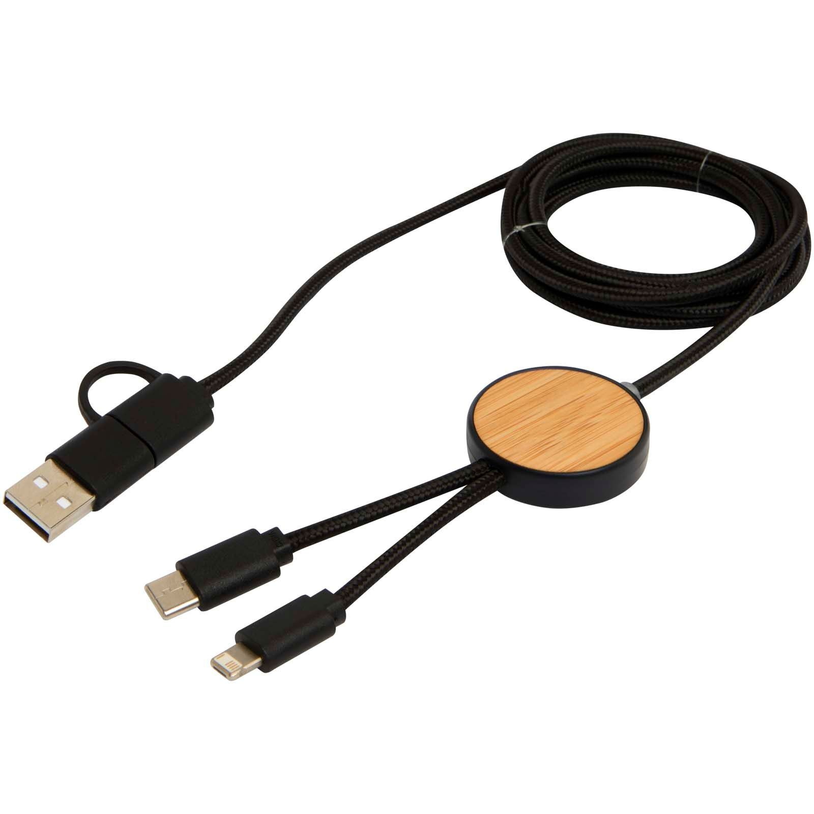 Câble 5 en 1 Chechia en plastique recyclé de 150 cm pour la synchronisation des données et la charge rapide de 27 W avec détails en bambou 10