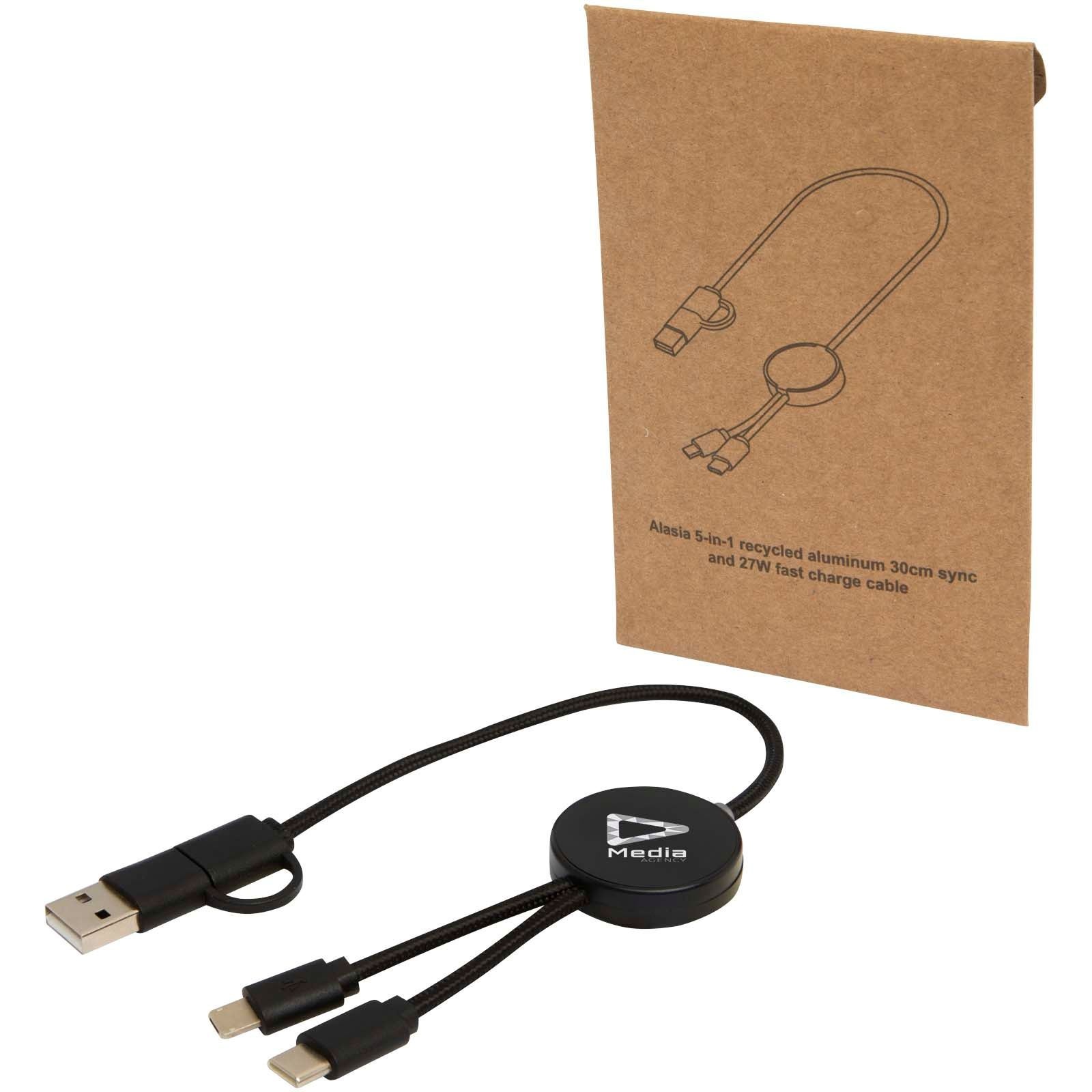 Câble 5 en 1 Citala en plastique recyclé de 30 cm pour la synchronisation des données et la charge rapide de 27 W 12