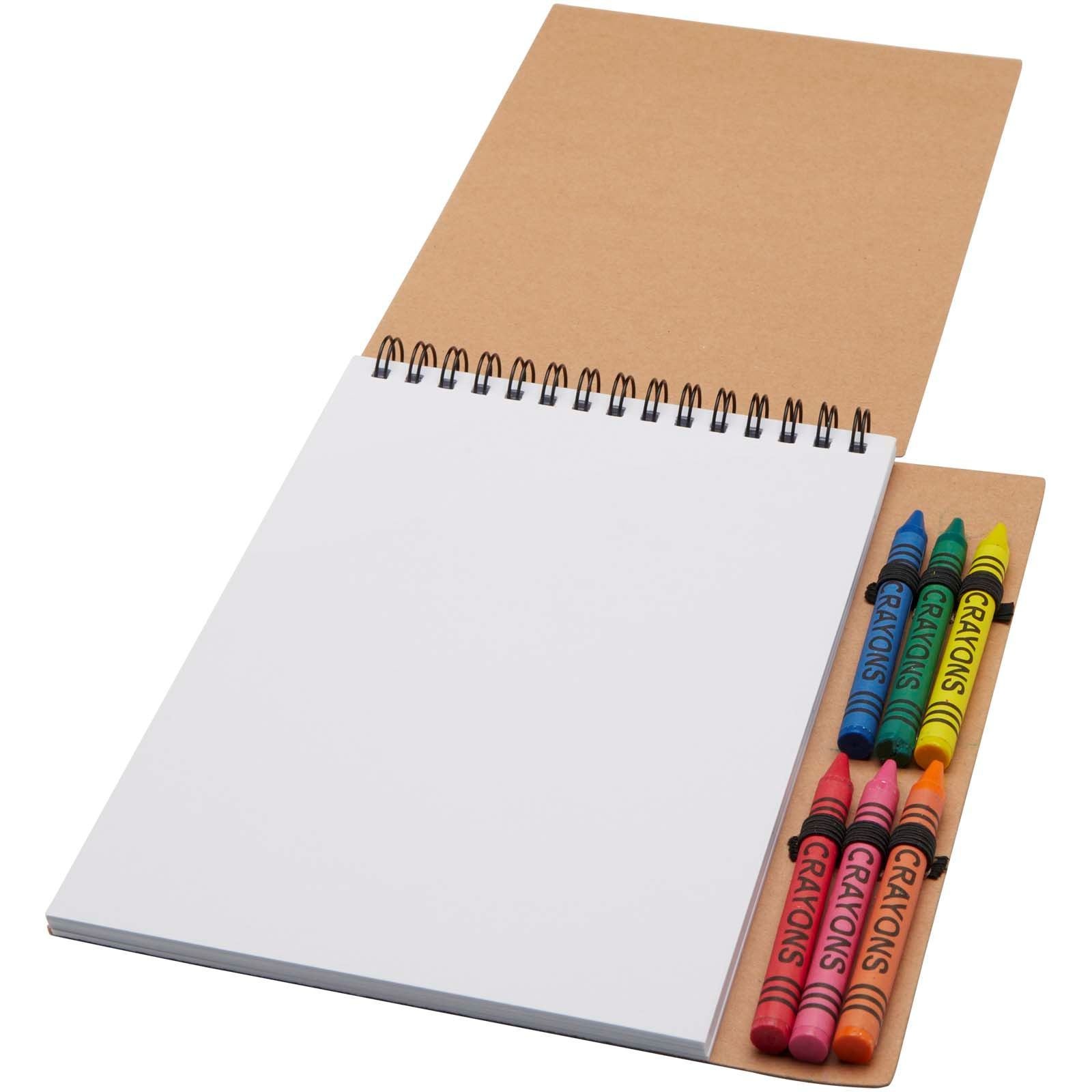 Carnet de notes à spirales Doodle A5 à couverture souple et set de crayons gras 6