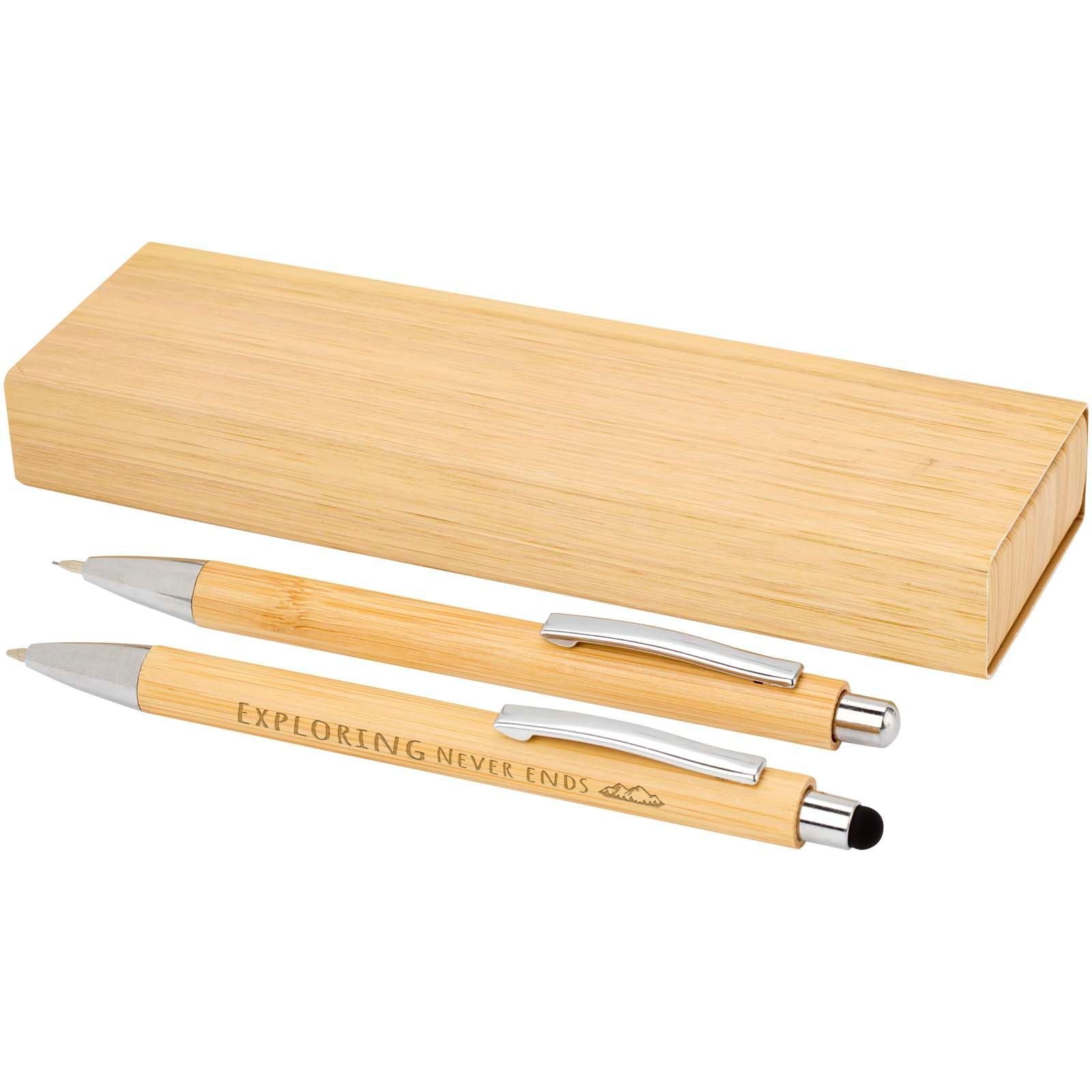 Set stylo bille et porte-mine Oblys en bambou (encre noire) 4
