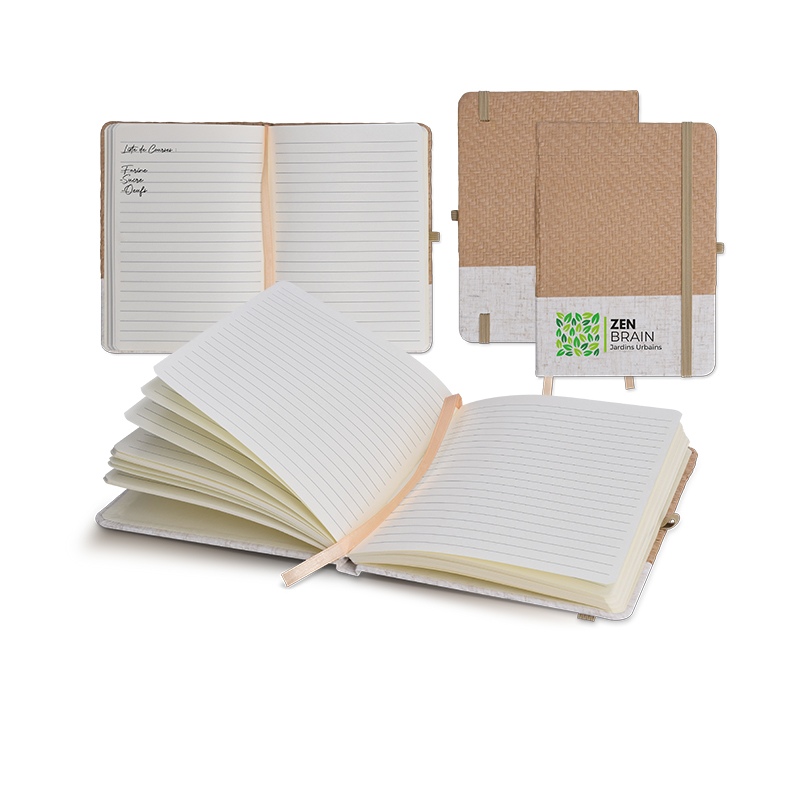 CARNET B6 COUVERTURE COTON ET FIBRES DE BAMBOU