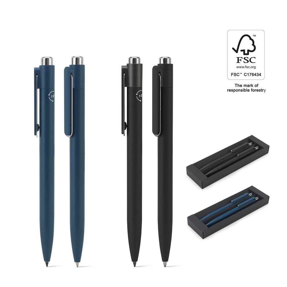 KYLIE SET. Set composé d'un stylo à bille et d'un stylo sans encre, tous deux en aluminium (94% recyclé)