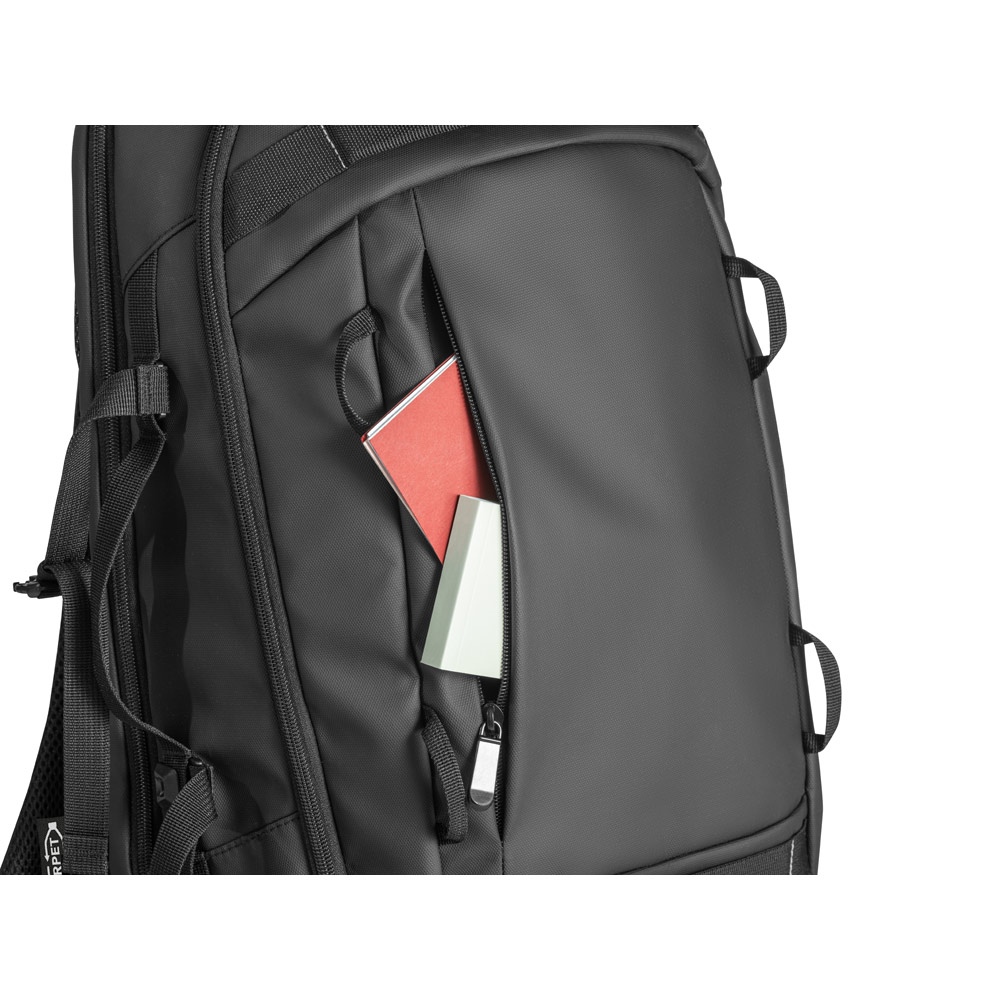 KAMPALA. Sac à dos pour ordinateur portable en polyester recyclé haute densité 900D, avec revêtement imperméable et doublure en polyester recyclé 210D 17'3" 7